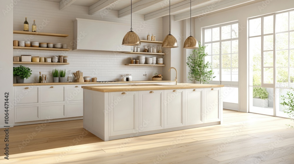 Modern Bright Kitchen with Natural Light and Plants Modern Bright Kitchen with Natural Light and Plants