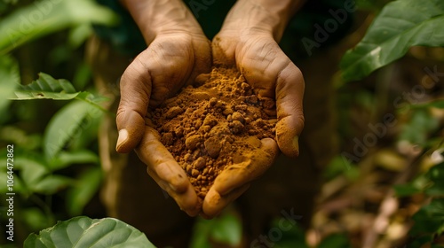 Chandan or sandalwood powder with traditional mortar, sandalwood sticks, perfume or oil and green leaves. selective focus. 