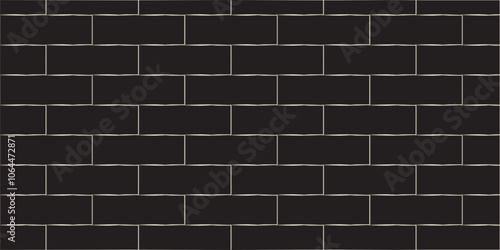 Abstract bathroom wall and floor brick wall texture background. black brick vector illustration texture of the wall with masonry Bricks laid in rows background.