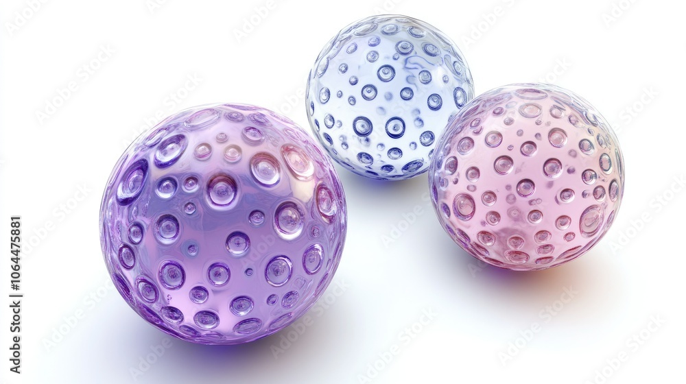 Colorful Spheres with Bubbles on White Background Colorful Spheres with Bubbles on White Background