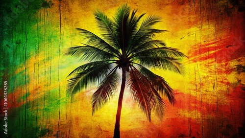 Fototapeta Naklejka Na Ścianę i Meble -  Abstract reggae art, coconut figure, stylized portrait.