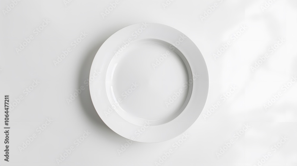 Empty white ceramic round plate isolated on white background. Empty white ceramic round plate isolated on white background.