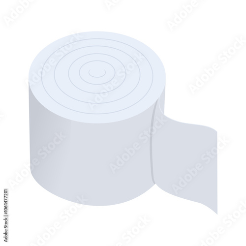 Vector illustration of medical gauze bandage. Medical equipment used to protect wounds and keep them clean and dry, top view, isolated on a white background