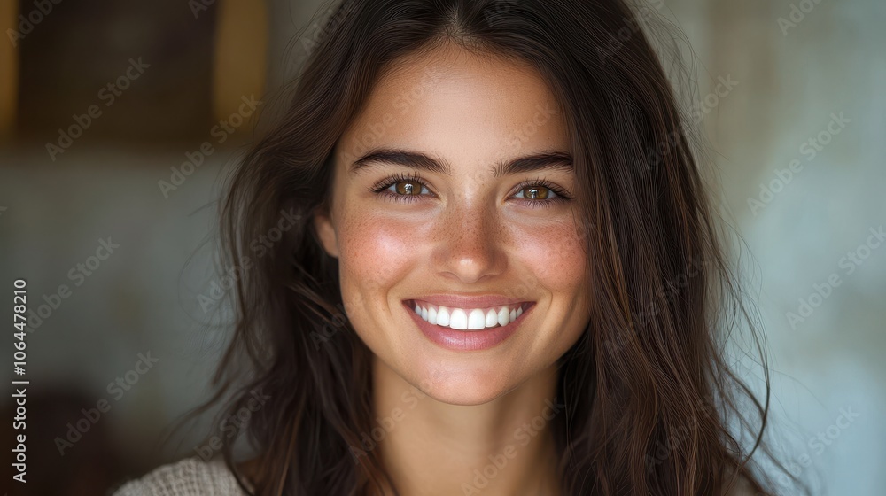 Big bright white smile headshot with a beautiful brunette woman sincere happy cheerful positive Big bright white smile headshot with a beautiful brunette woman sincere happy cheerful positive