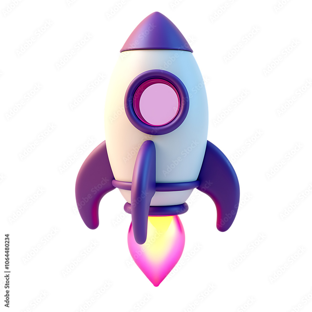 a purple and white toy rocket a purple and white toy rocket