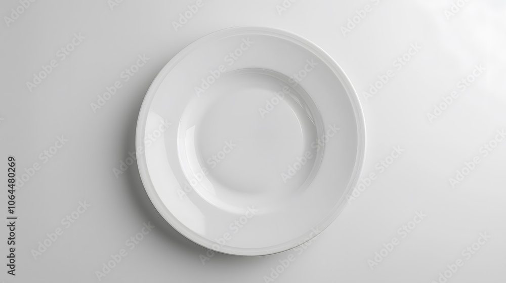 Empty white ceramic round plate isolated on white background. Empty white ceramic round plate isolated on white background.