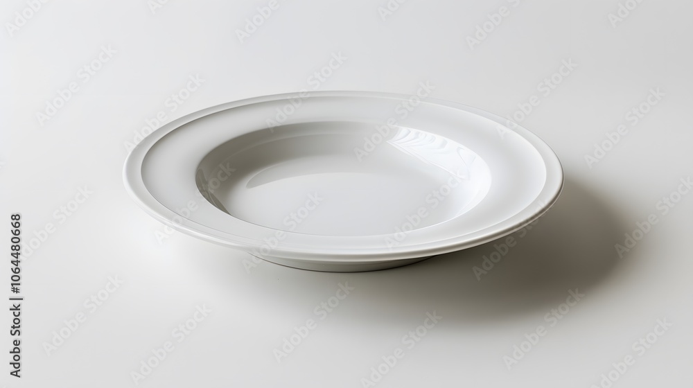 Empty white ceramic round plate isolated on white background. Empty white ceramic round plate isolated on white background.