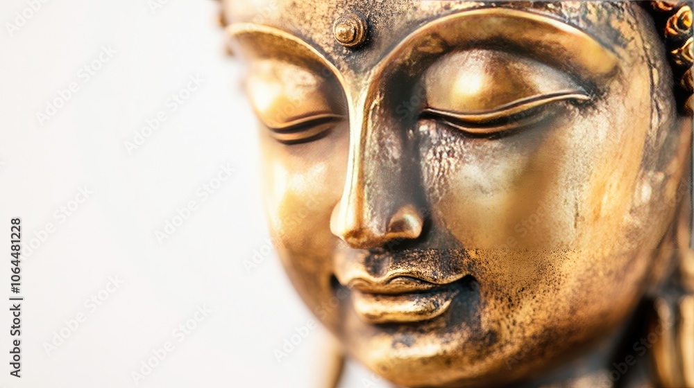 Serene Bronze Buddha Face Close-Up Serene Bronze Buddha Face Close-Up