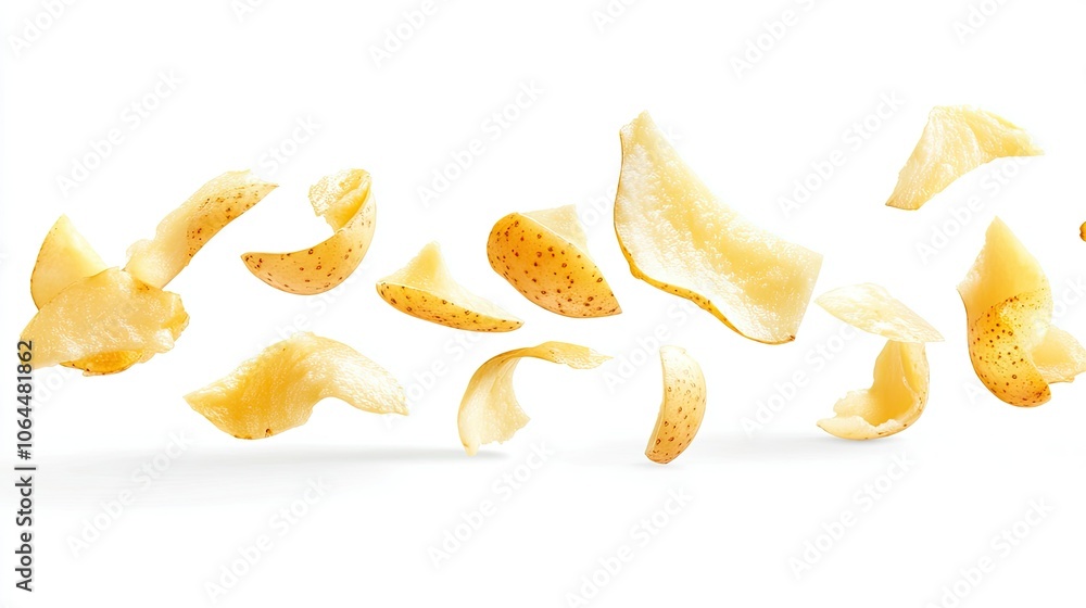 Floating Potato Slices in Motion Floating Potato Slices in Motion