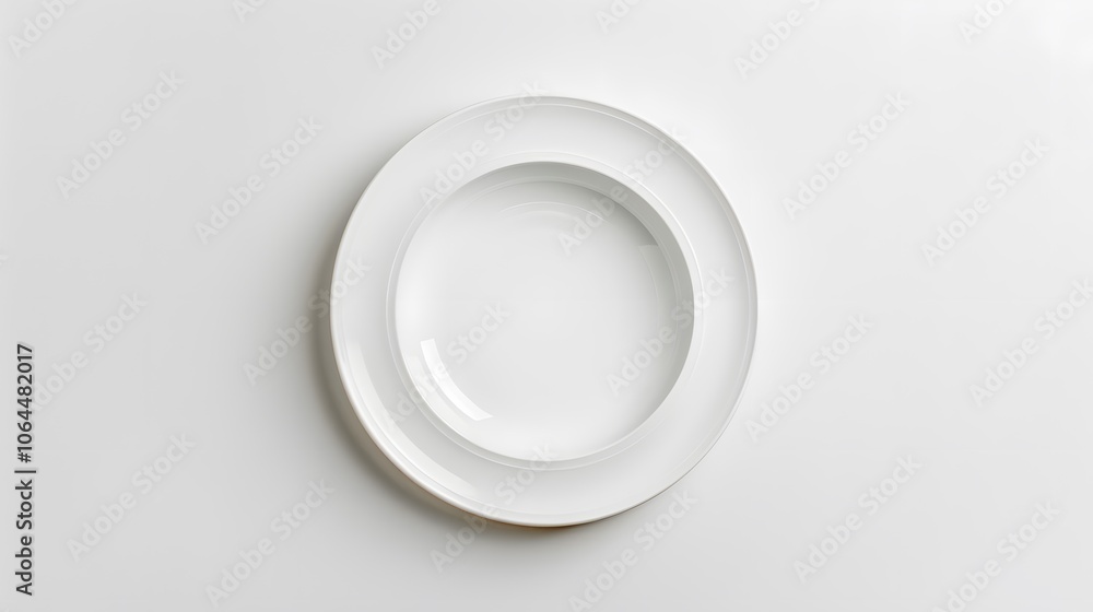Empty white ceramic round plate isolated on white background. Empty white ceramic round plate isolated on white background.