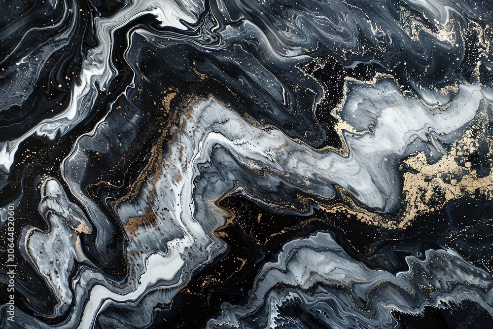 Black and gold marble texture swirls creating an elegant abstrac Black and gold marble texture swirls creating an elegant abstrac