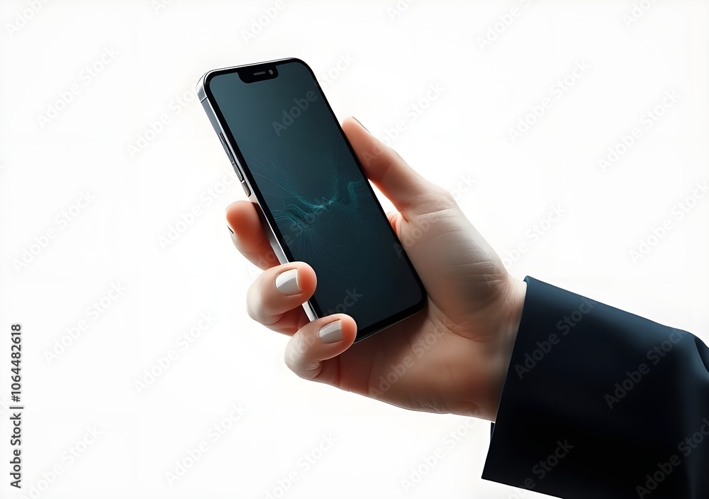 Business hand use mobile phone for technology concept, isolated on the white background. Business hand use mobile phone for technology concept, isolated on the white background.