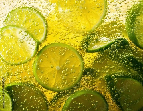 bubbly lemon lime soda carbonation fizz closeup macro texture background