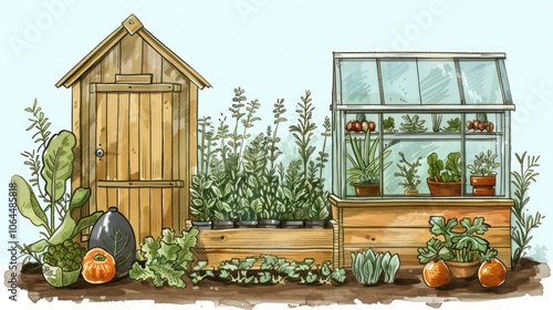 DIY enthusiasts embracing self-sufficiency through sustainable living practices. Illustrations photo