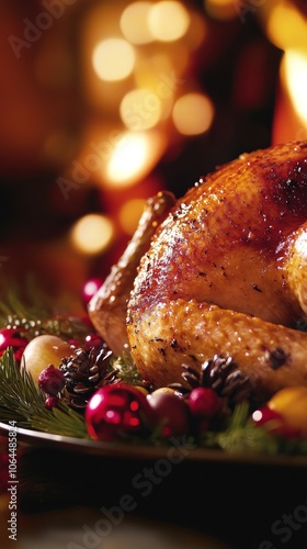 Wallpaper Mural A golden-brown festive turkey roasting in the oven, filling the air with delicious holiday aromas, perfect for a cozy Christmas or Thanksgiving celebration.  Torontodigital.ca