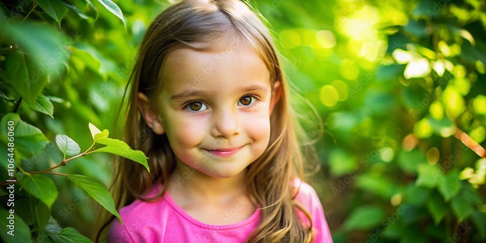 Cute Girl in Green Summer Thicket - Rule of Thirds Portrait Cute Girl in Green Summer Thicket - Rule of Thirds Portrait