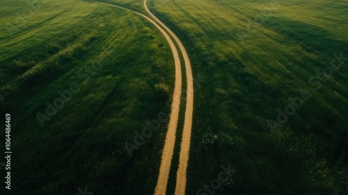 Dirt road in the green field