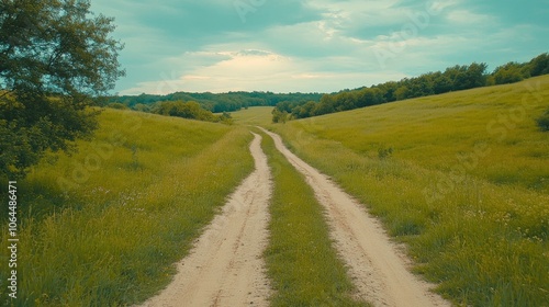 Dirt road in the green field