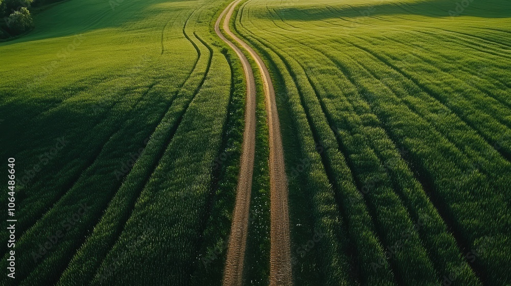 Dirt road in the green field Dirt road in the green field