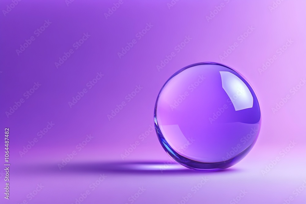 Purple glass ball on violet background with reflection and gradi Purple glass ball on violet background with reflection and gradi