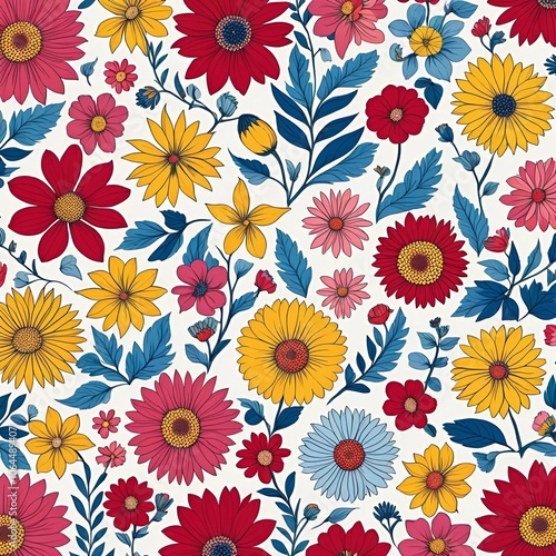 Wallpaper Mural seamless pattern with flowers Torontodigital.ca