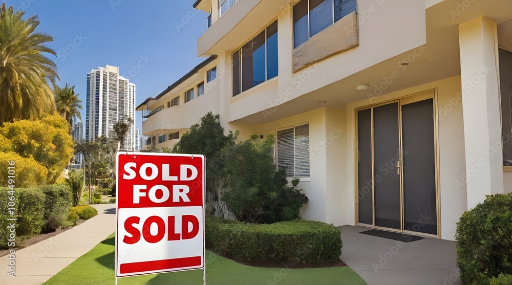 Real estate for sale sign with sold.generative.ai Real estate for sale sign with sold.generative.ai