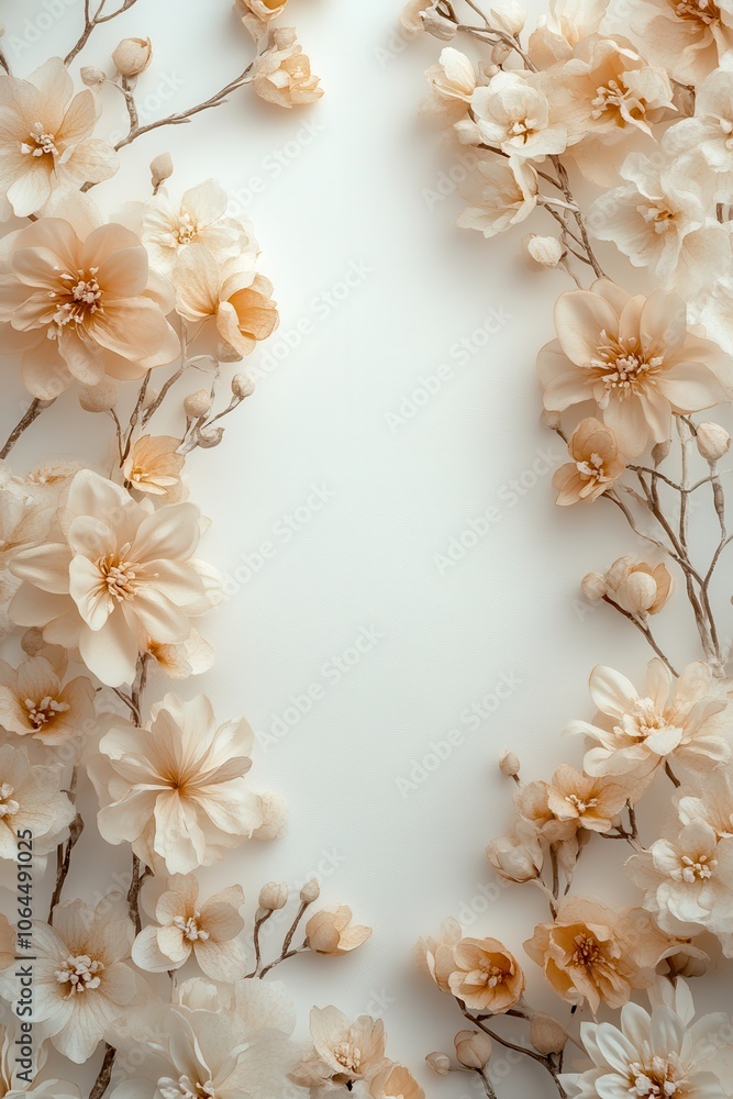 A white background with a flowery border. Generative AI A white background with a flowery border. Generative AI