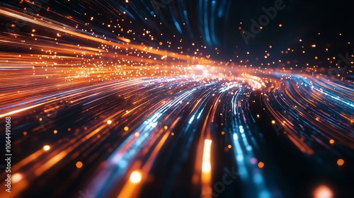 Abstract Tunnel of Light  Glowing Lines and Speed