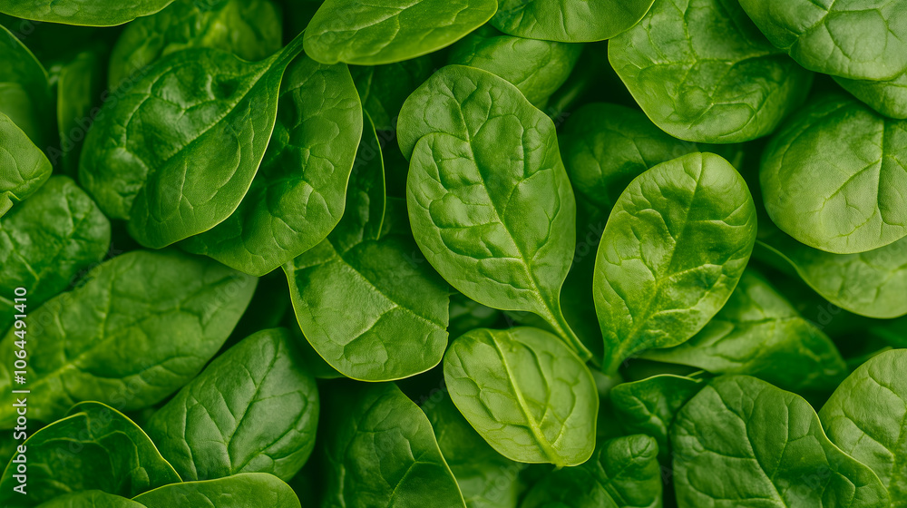 Top view on fresh organic spinach leaves. Healthy green food and vegan background Top view on fresh organic spinach leaves. Healthy green food and vegan background