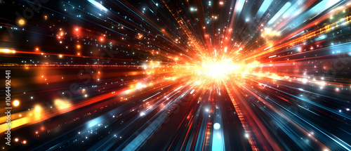 Wallpaper Mural Abstract digital light streaks radiating from a central point, creating a dynamic and energetic composition. Torontodigital.ca