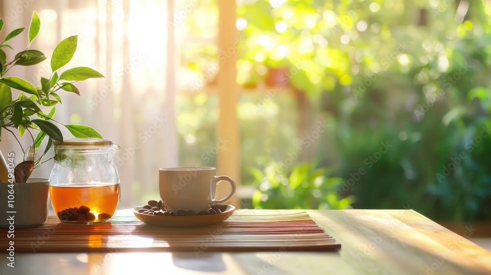 Create a soothing herbal remedy in a calm illuminated setting Create a soothing herbal remedy in a calm illuminated setting