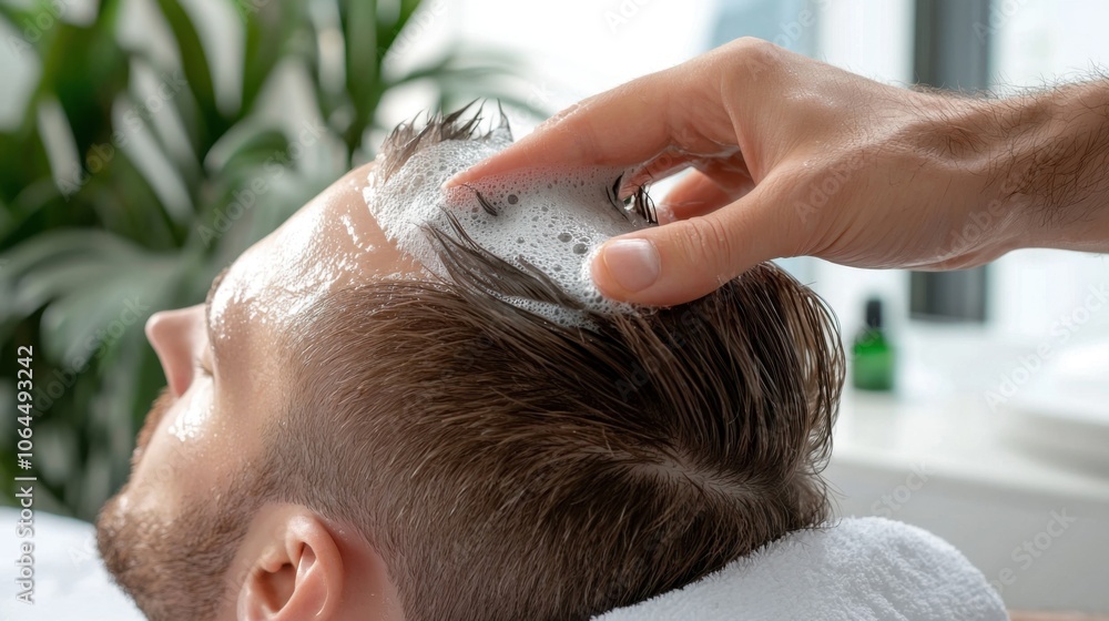 Naklejka premium Enhance your relaxation with a soothing scalp massage treatment