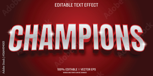 editable champions vector 3d text effect with modern style design