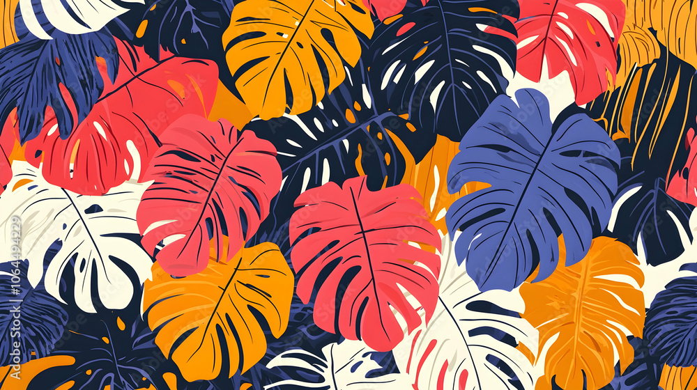 Colorful tropical leaves pattern. Colorful tropical leaves pattern.