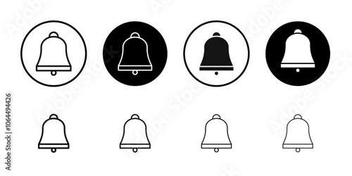 Bell ring icon flat line symbol set.
