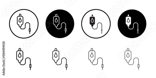 Blood transfusion icon flat line symbol set.