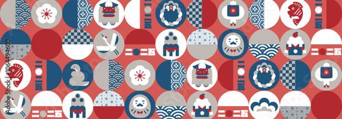 2025年 和柄や正月モチーフのモダンな年賀状・正月シーンにピッタリの背景_和柄・地紋