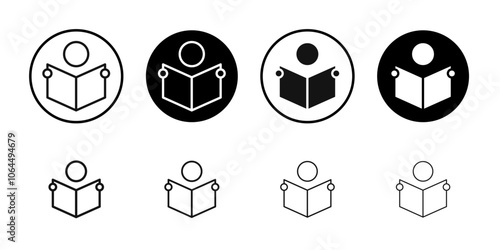 Book open reader icon flat line symbol set.