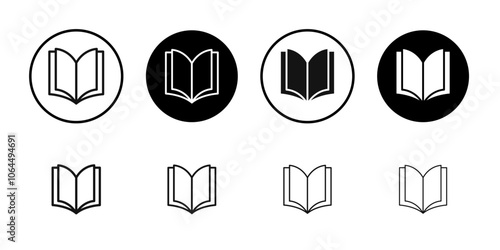 Book open icon flat line symbol set.