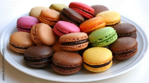 Wallpaper Mural A delightful array of colorful macarons artfully arranged on a pristine white plate, showcasing their delicate texture and enticing flavors, perfect for a sweet indulgence. Torontodigital.ca