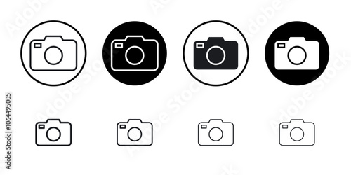 Camera icon flat line symbol set.