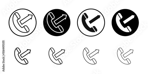 Call outgoing icon flat line symbol set.