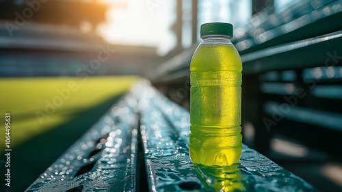 Refreshing Sports Drink Bottle in Stadium Setting