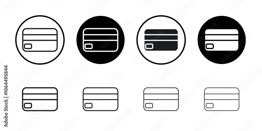 Credit card icon flat line symbol set. Credit card icon flat line symbol set.