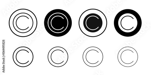 Copyright icon flat line symbol set.