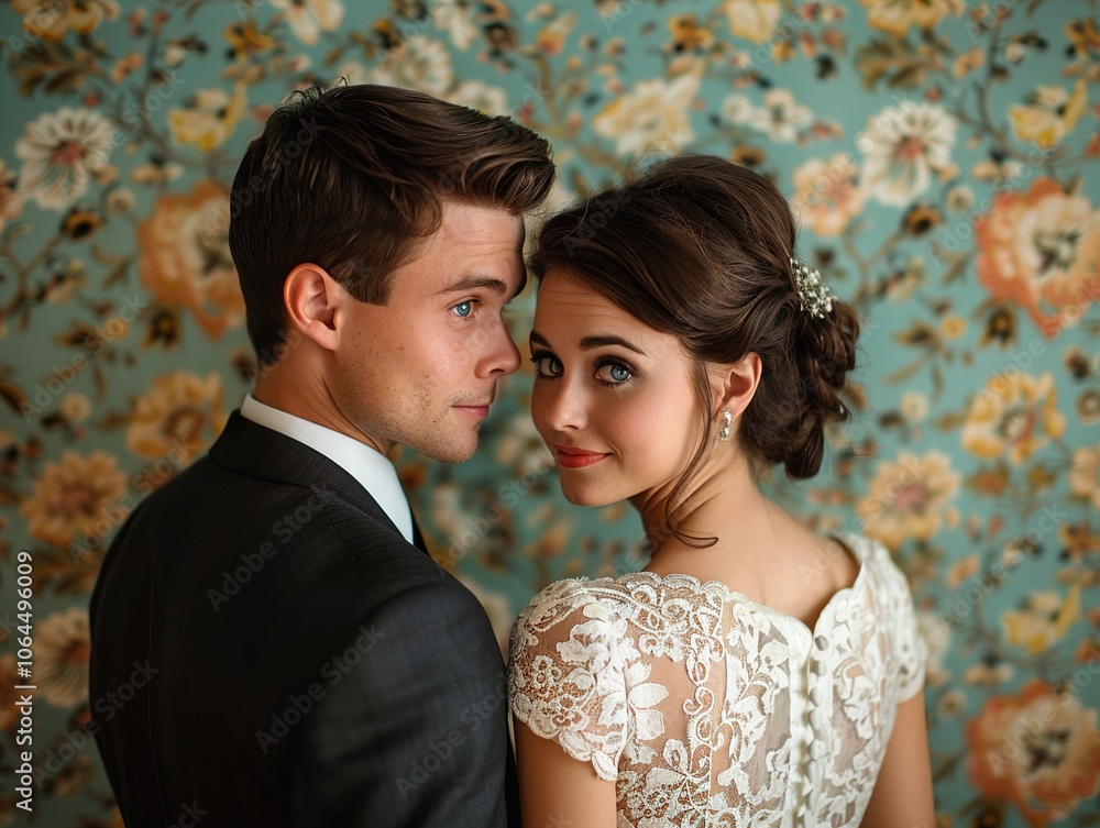 Romantic Wedding Portrait: Bride and Groom in Love Romantic Wedding Portrait: Bride and Groom in Love