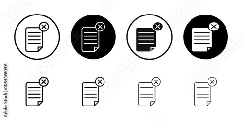 Delete Document icon flat line symbol set.