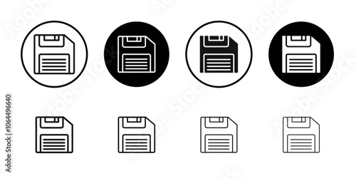 Floppy disk icon flat line symbol set.