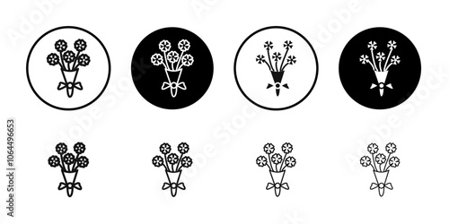 Flower bouquet icon flat line symbol set.