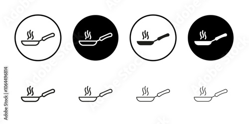 Frying pan icon flat line symbol set.